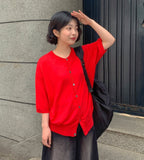 [unisex] Hugen Summer Boucle Round Knit Cardigan
