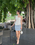 Onde Unbal shirring sleeveless blouse