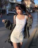 Zuki Vintage Ruffle Button Top