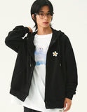Flower Dot Embroidery Snap Hood Jacket