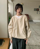 Dimindo line nylon V-neck sweatshirt