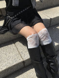 Pokin Lace Ribbed Knee-Long Socks