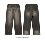 Gray Tin Damage Denim Pants