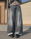 Canner black denim washing wide denim pants