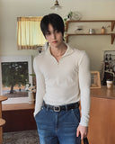 Furnon Ribbed Half-Zip Muscle Long Sleeve Tee