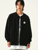 Flower Dot Embroidery Baseball Jacket