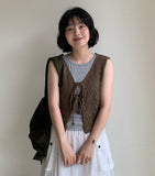 Mimoru Punching Layered Ribbon Knit Vest