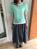 Lurun Check Shirring Cargo Banding Midi Skirt