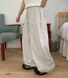 [unisex] Nonoka Banding Stripe Wide Linen Pants - Linen 60