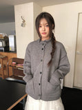 Mayo Pocket Loose Fit High Neck Knit Cardigan