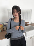 Baol Halter Frill Sleeveless Long Sleeve T-Shirt Set