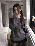 Tome Cable Off-Shoulder Loose-Fit Knit