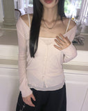 [SET] Bento Basic See-Through Sleeveless Cardigan Set