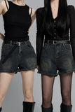 Belt Retro Patch Shorts
