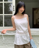 Brew Ribbon Shirring Layered Sleeveless One Piece
