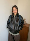 Cavit Cut Two-Way Washing Leather Jacket