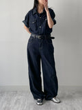 [unisex/summer yarn] Fred denim overfit short sleeve shirt