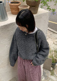 Locoi back ribbon mix color wool crop knit