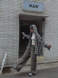 Leaf Overfit Hooded Checkered Shirt