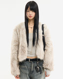 Mio non-closing open fur jacket