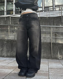 Doble washing denim wide pants