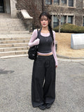 Levan Color Matching Halter Sleeveless Cut Long Sleeve T-shirt Set