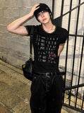 Crop Muscle Fit Ringer Archive T-shirt