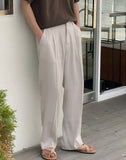 Burns Linen One Tuck Wide Slacks