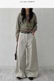 Odd High-Waisted Cotton Wide Pants