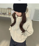 Two-Way Fleece High Neck Thick Hood Zip-Up