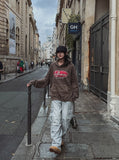 Puffer balloon half-banding denim pants