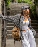 Delight semi-over summer check shirt