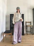 Boning Pintuck Washer Banding Waist Long Wide Pants