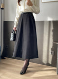 Meshu Suede Flare Long Skirt (Belt Set)