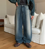 Sonk washed wide denim pants