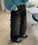 Catsy washed denim wide pants