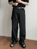 Normal black wide denim pants