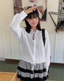 Une String Hood Shirt Cardigan