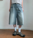 Celto Lettering Carpenter Denim Bermuda Pants