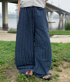 Inne Stripe Banding Wide Linen Pants
