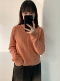 Bran Color Round Knit Cardigan