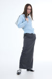 Poled Maxi Long Skirt