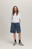 Tie Dye Bermuda Two-Tuck Shorts Denim