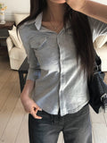 Kar Open Collar Pocket Three Quarter T-shirt