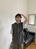 [unisex] Loved Summer Check Hooded Vest