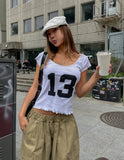13 Numbering Ruffle Cap Sleeve Short Sleeve