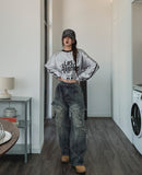Copper Rivet Pin Tuck Cargo Denim Pants
