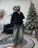 Lepin Washed Banding Denim Pants