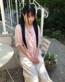 Morein Frill Short Sleeve Blouse
