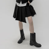 Mink wrap unbalanced miniskirt